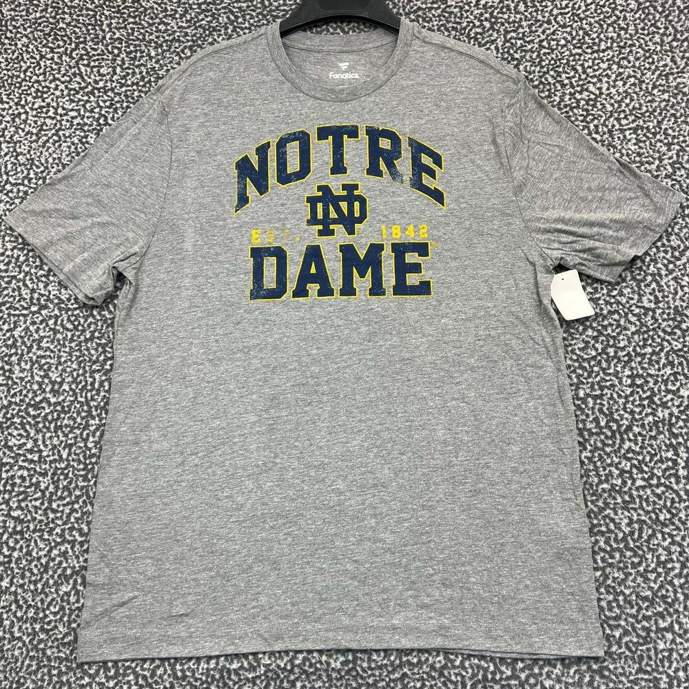 Notre Dame Fighting Irish Shirt‎ Men Large Gray Fanatics Short Sleeve New L